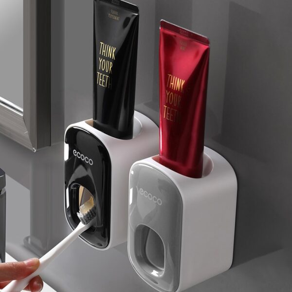 ECOCO Automatic Toothpaste Dispenser Wall Mount Bathroom Bathroom Accessories Waterproof Toothpaste Squeezer Toothbrush Holder - Image 6