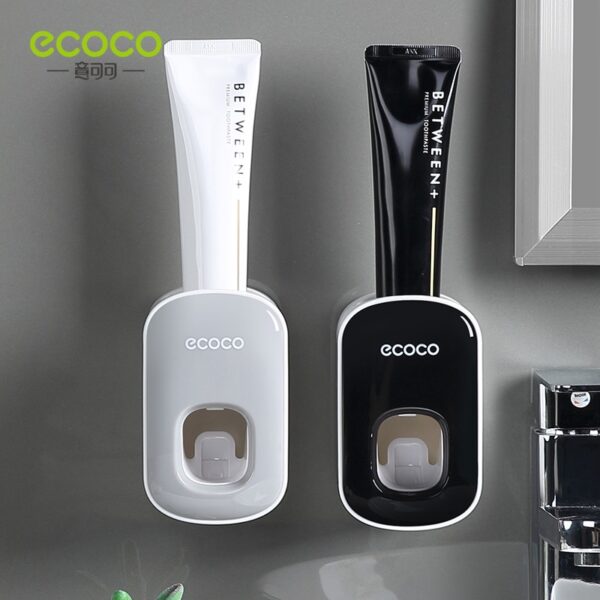 ECOCO Automatic Toothpaste Dispenser Wall Mount Bathroom Bathroom Accessories Waterproof Toothpaste Squeezer Toothbrush Holder - Image 5