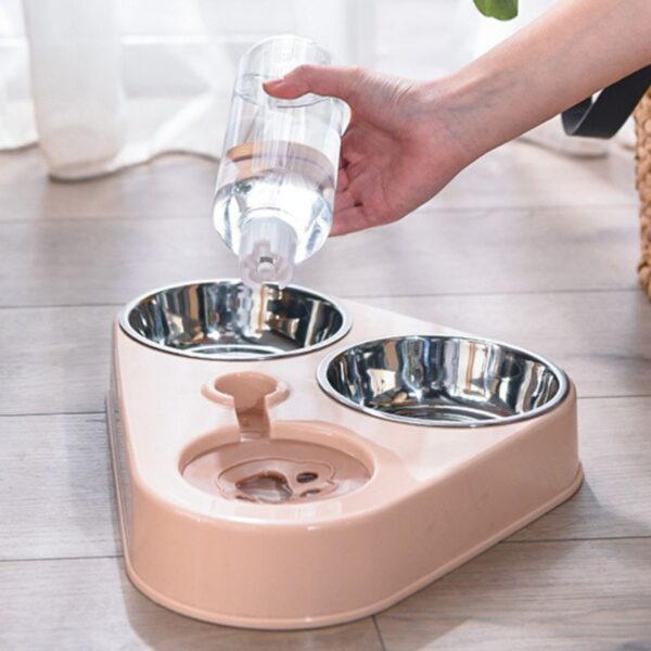 500ML Dog Bowl Cat Feeder Bowl With Dog Water Bottle Automatic Drinking Pet Bowl Cat Food Bowl Pet Stainless Steel Double 3 Bowl - Image 13