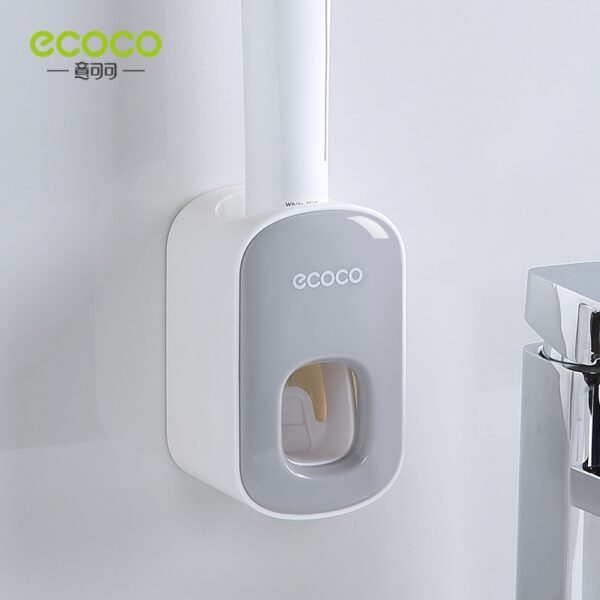 ECOCO Automatic Toothpaste Dispenser Wall Mount Bathroom Bathroom Accessories Waterproof Toothpaste Squeezer Toothbrush Holder - Image 3