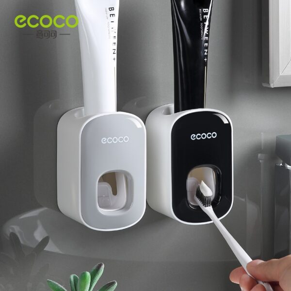ECOCO Automatic Toothpaste Dispenser Wall Mount Bathroom Bathroom Accessories Waterproof Toothpaste Squeezer Toothbrush Holder - Image 7