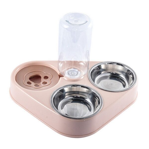 500ML Dog Bowl Cat Feeder Bowl With Dog Water Bottle Automatic Drinking Pet Bowl Cat Food Bowl Pet Stainless Steel Double 3 Bowl - Image 5