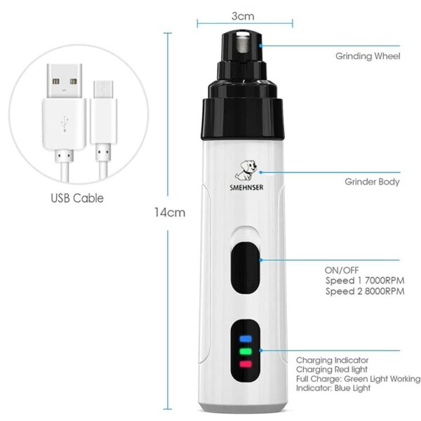 Electric Dog Nail Clippers for Dog Nail Grinders Rechargeable USB Charging Pet Quiet Cat Paws Nail Grooming Trimmer Tools - Image 7
